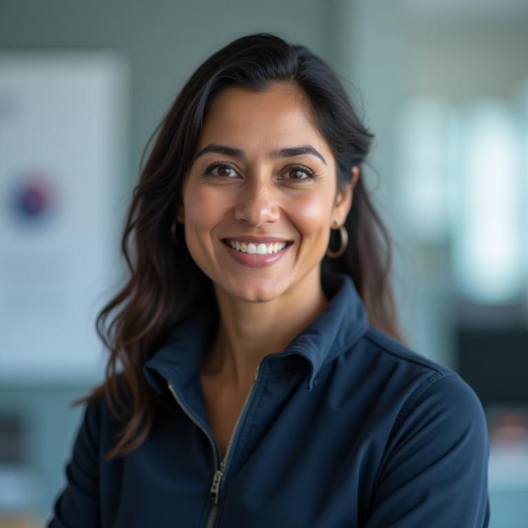 Portrait of Dr. Anya Sharma, Head of R&D
